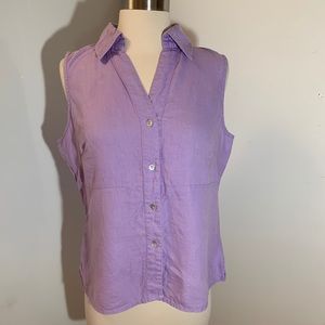 Edward Sleeveless Button Down Linen Blouse